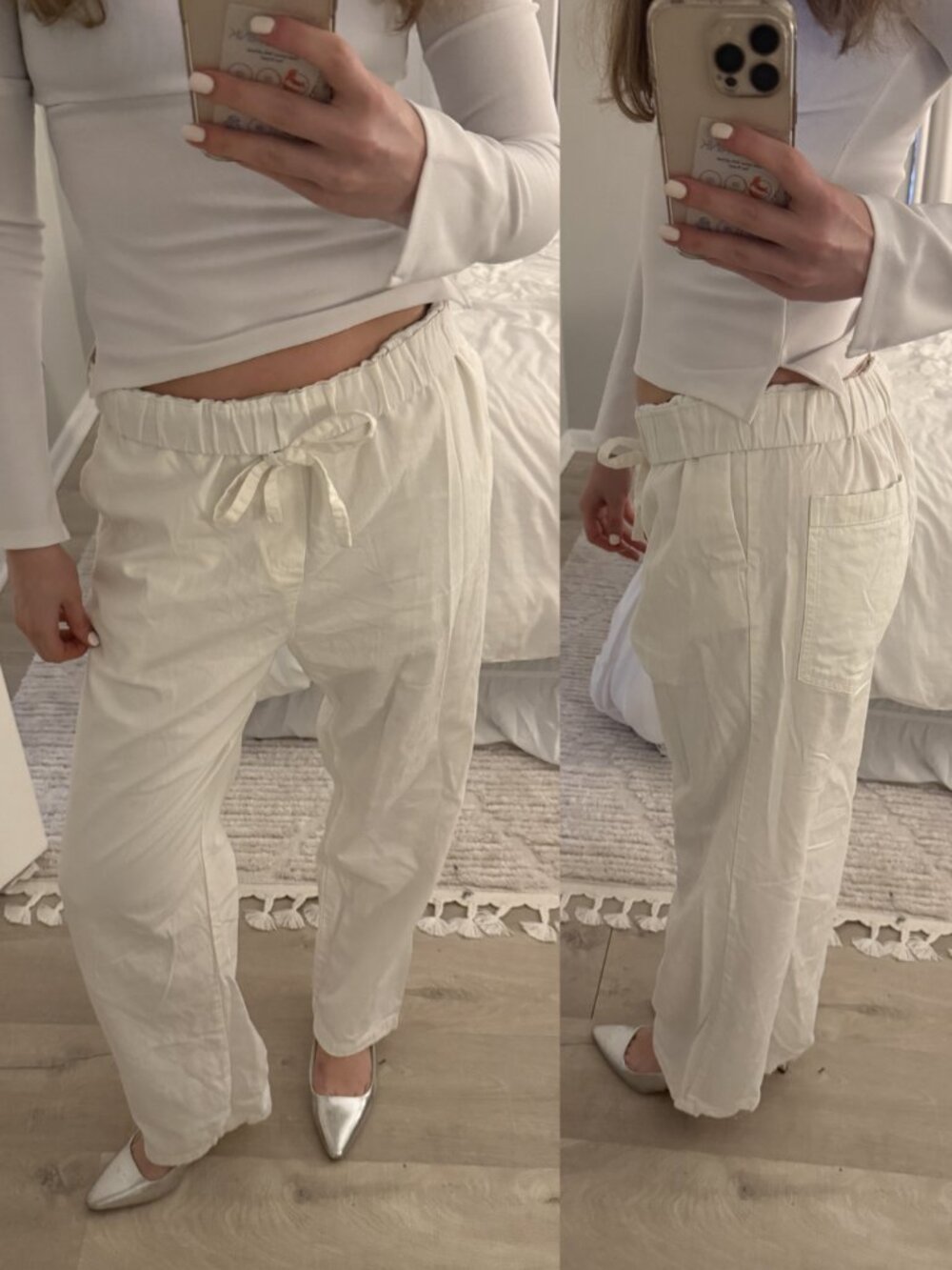 Zara White Straight Leg Linen Pants